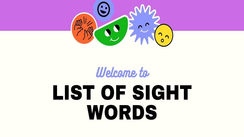 List of Sight Words